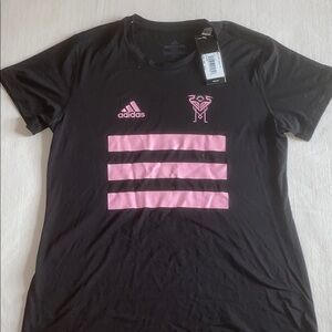 Adidas Black and Pink Graphic T-Shirt